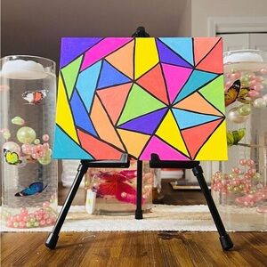 Colorful Abstract Art on Easel